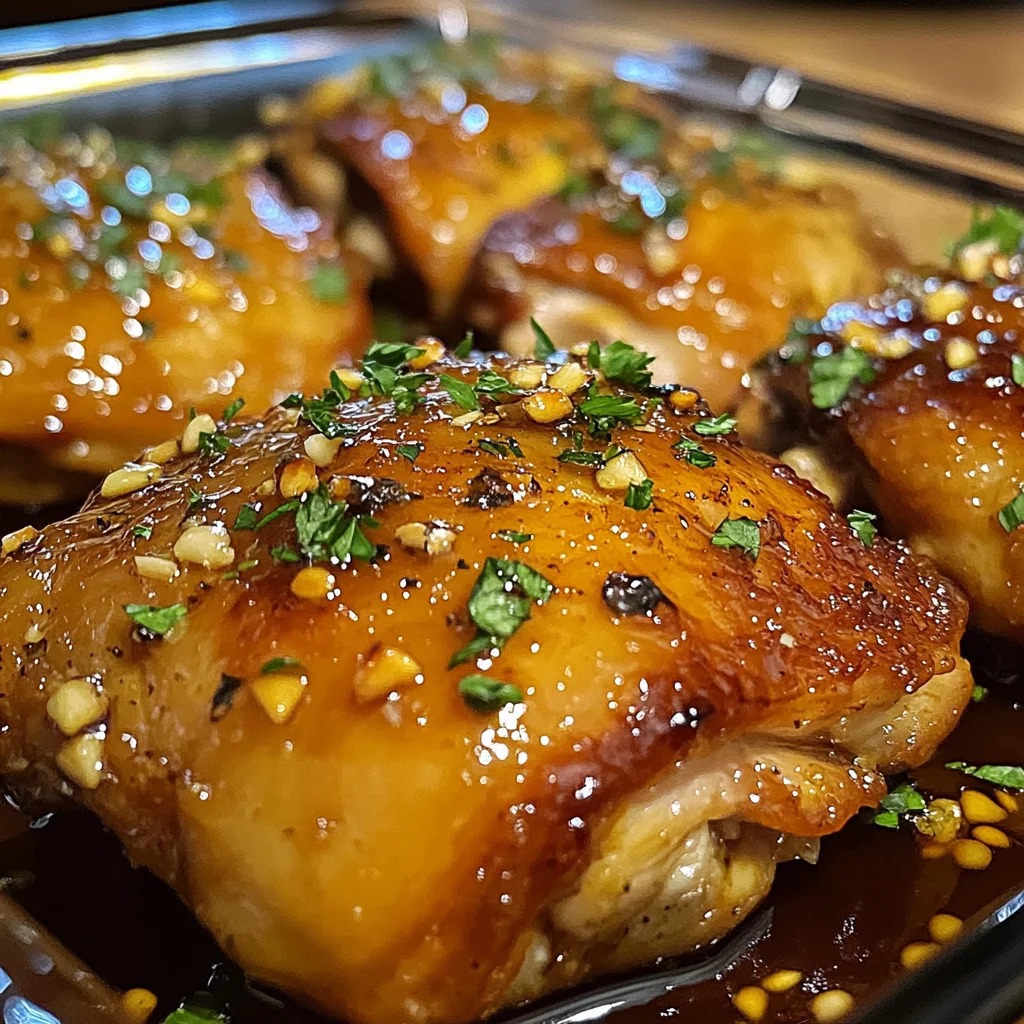 Honey Garlic Chicken Thigh Bake - Juicy, Sweet & Delicious!